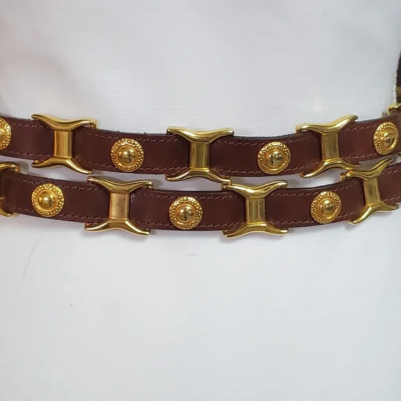 Streets Ahead Brown Leather Belt with Gold Buckle. - Picture 4 of 16
